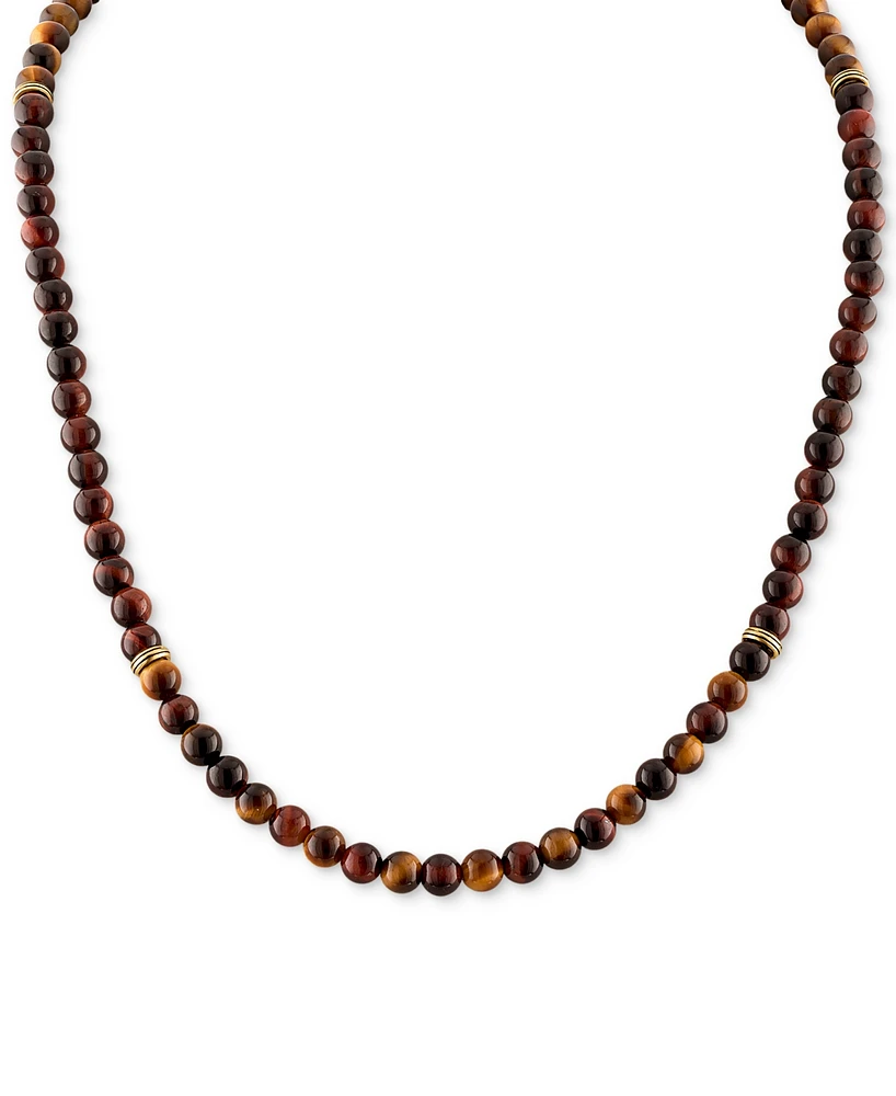 Esquire Men's Jewelry Red Tiger Eye Statement Necklace in 18k Gold-Plated Sterling Silver, Created by Macy's