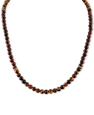 Esquire Men's Jewelry Red Tiger Eye Statement Necklace in 18k Gold-Plated Sterling Silver, Created by Macy's