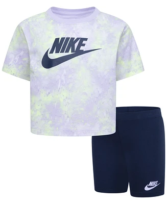 Nike Little Girls Boxy T-shirt and Bike Shorts Set