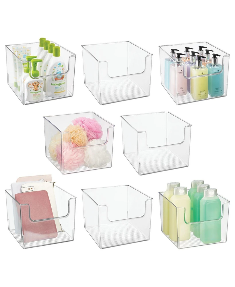 mDesign Plastic Bathroom Storage Organizer Bin with Open Front - 8 Pack