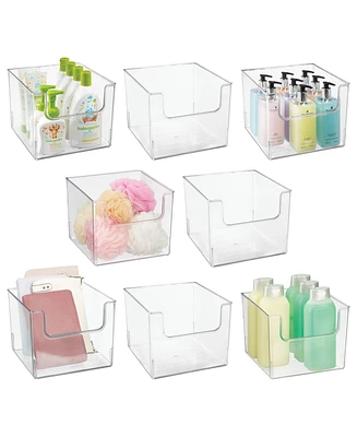 mDesign Plastic Bathroom Storage Organizer Bin with Open Front - 8 Pack