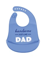 Hudson Baby Infant Boy Silicone Bibs 2pk, Handsome Just Like Dad, One Size