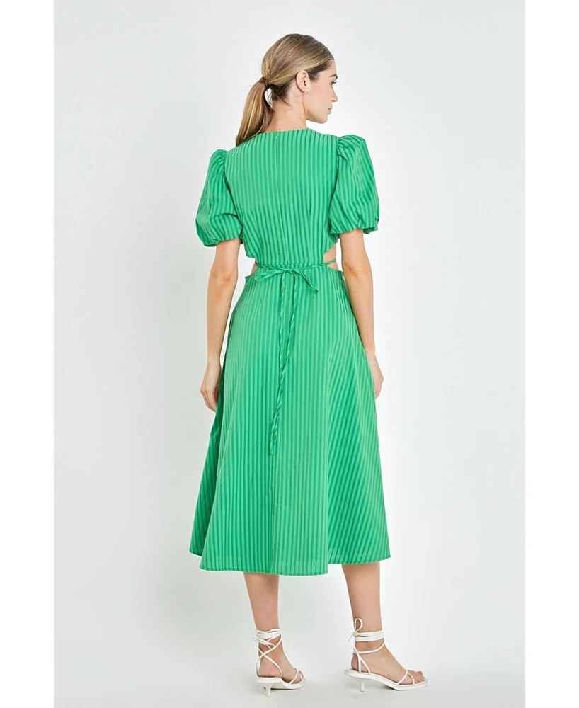 Women's Striped Cutout Maxi Dress