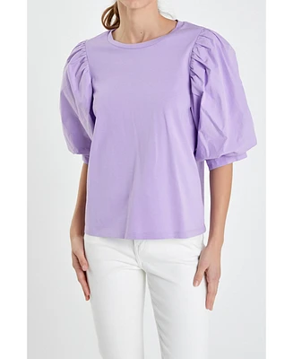 Women's Poplin Sleeve Combo T-shirts