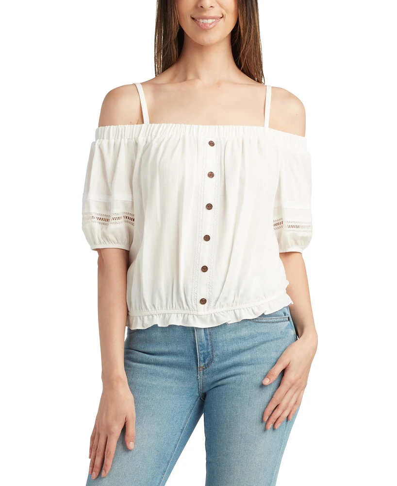 Bcx Juniors' Cold-Shoulder 3/4-Sleeve Pull-On Top