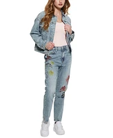 Guess Women's Clara Printed-Back Denim Jacket