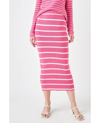 Women's Stripe Knit Midi Skirt