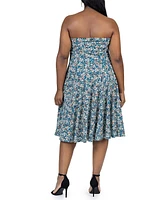 24seven Comfort Apparel Plus Strapless Knee Length Dress