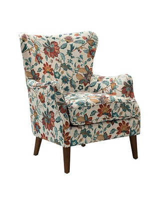 Hulala Home Lammey Comfy Floral Fabric Pattern Armchair with Wingback Design