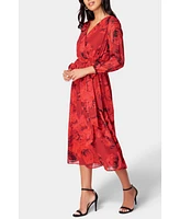 Bebe Women's Printed Wrap Midi Dress