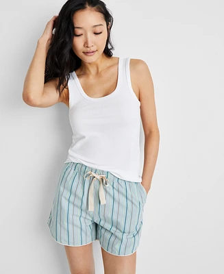 State of Day Women's Striped Poplin Boxer Sleep Shorts Xs-3X, Created for Macy's