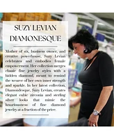 Suzy Levian Sterling Silver Cubic Zirconia Asscher-cut and Circle Short Dangle Earrings