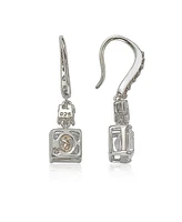 Suzy Levian Sterling Silver Cubic Zirconia Asscher-cut Dangle Earrings