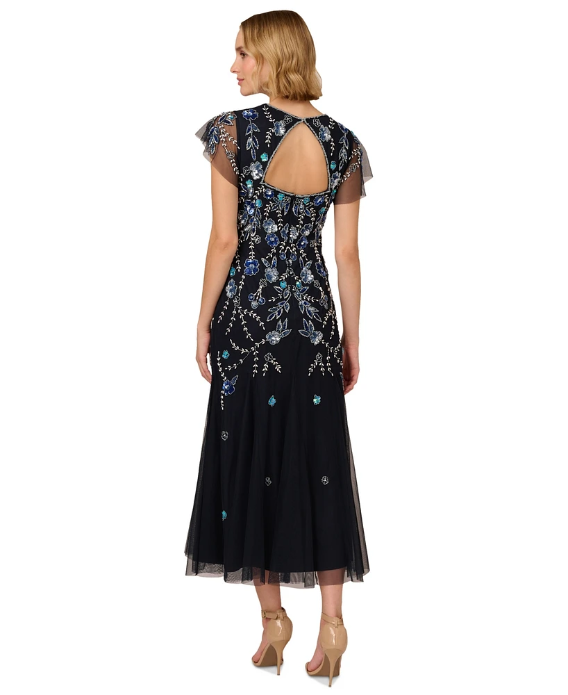 Adrianna Papell Women's Embellished Godet-Pleated Dress