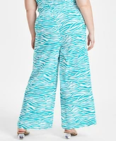 Bar Iii Trendy Plus Printed Wide-Leg Pants, Created for Macy's