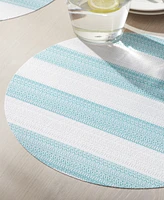 Town & Country Living Basics Cabana Stripe Indoor/Outdoor Placemats 4-Pack Set, Reversible, 15" Round