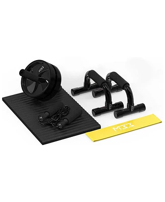 Abs Roller Wheel Workout Set with Knee Pad and Push Up Handles Bars