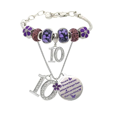 10th Birthday Gifts for Girl - Jewelry, Necklace and Charm Bracelet