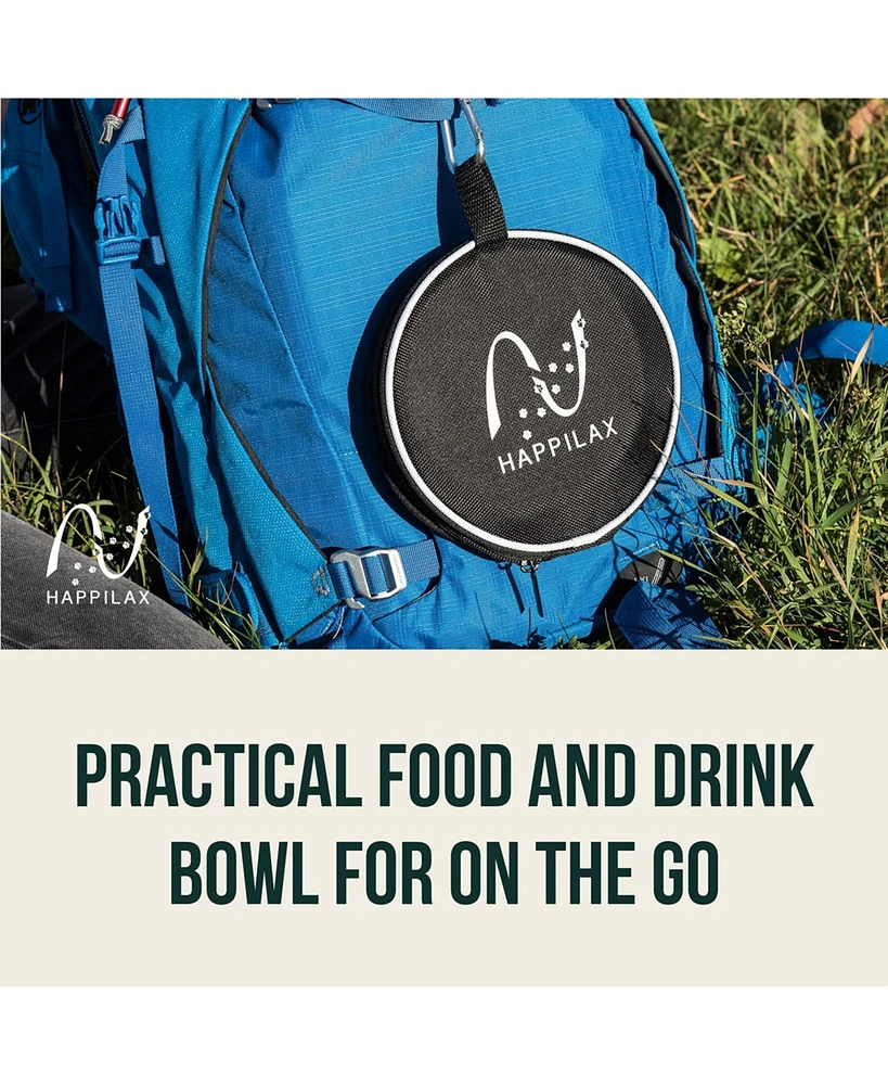 Portable Dog Bowl Set with Carabiners and Travel Bag