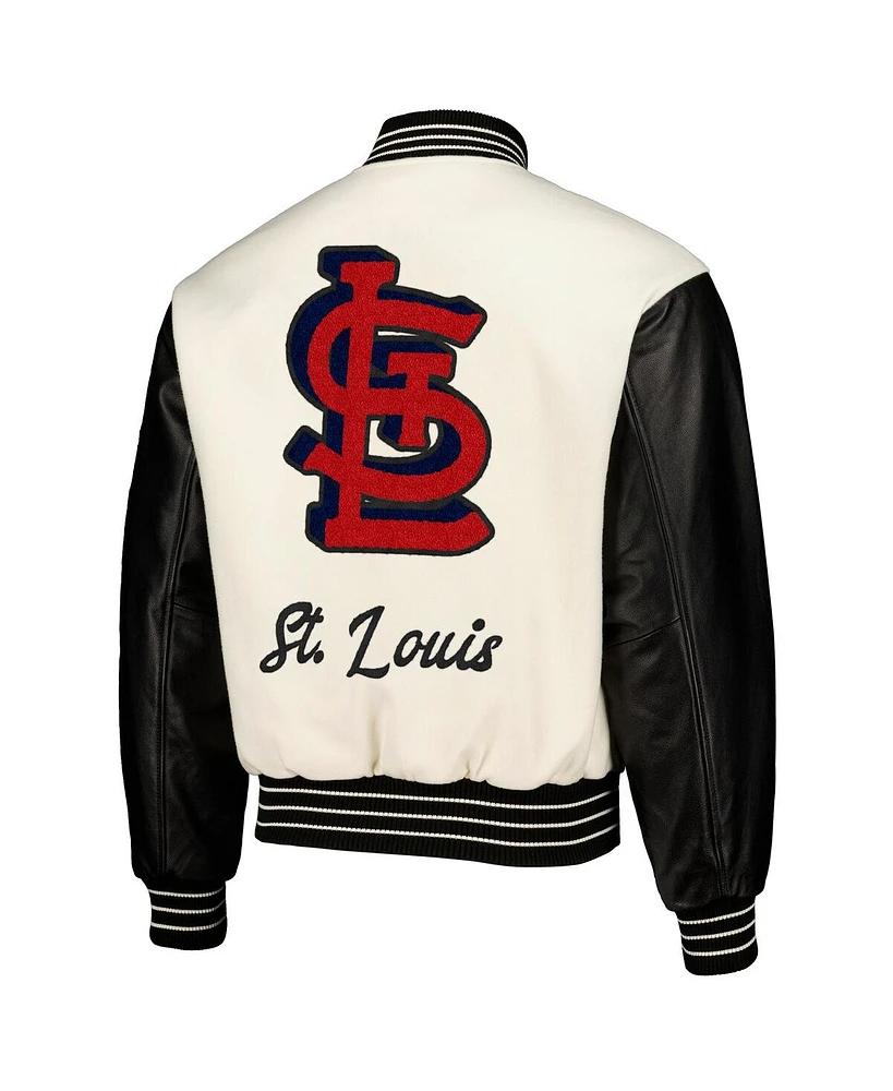 Men's Pleasures White St. Louis Cardinals Full-Snap Varsity Jacket