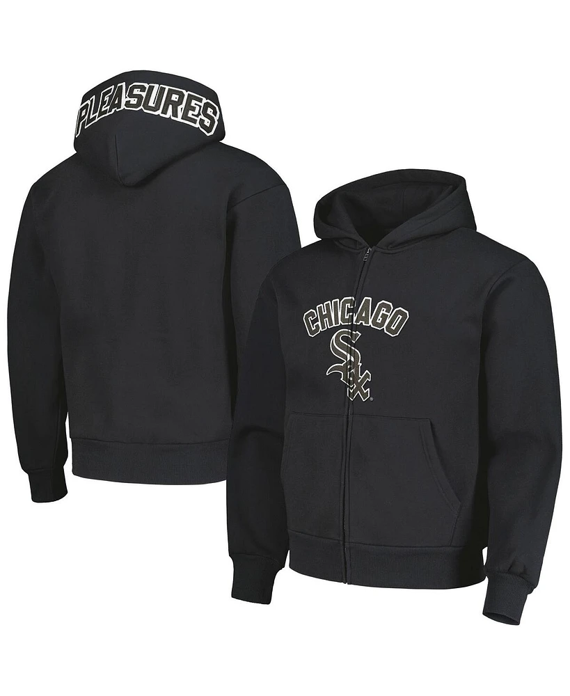 Men's Pleasures Black Chicago White Sox Opening Day Full-Zip Hoodie