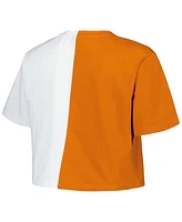 Women's Hype and Vice Texas Orange, White Longhorns Color Block Brandy Cropped T-shirt