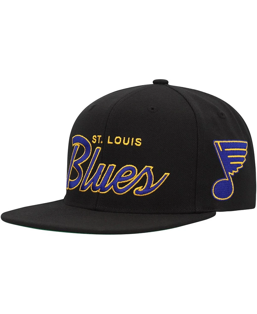 Men's Mitchell & Ness Black St. Louis Blues Core Team Script 2.0 Snapback Hat