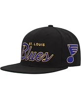 Men's Mitchell & Ness Black St. Louis Blues Core Team Script 2.0 Snapback Hat