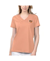 Women's Margaritaville Coral Cincinnati Bengals Game Time V-Neck T-shirt