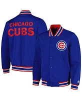 Men's Starter Royal Chicago Cubs Secret Weapon Satin Full-Snap Jacket