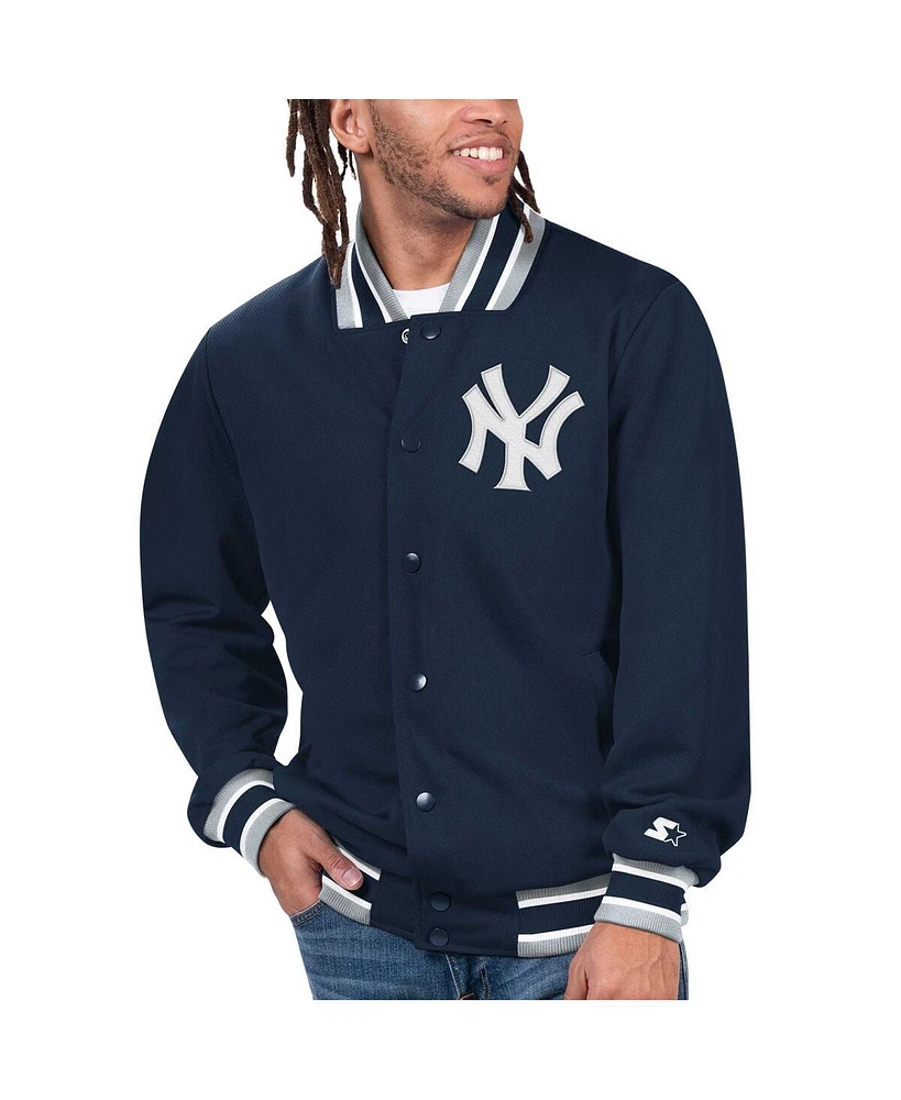 Men's Starter Navy New York Yankees Secret Weapon Satin Full-Snap Jacket