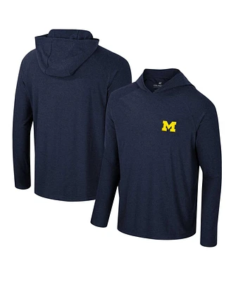 Men's Colosseum Navy Michigan Wolverines Cloud Jersey Raglan Long Sleeve Hoodie T-shirt