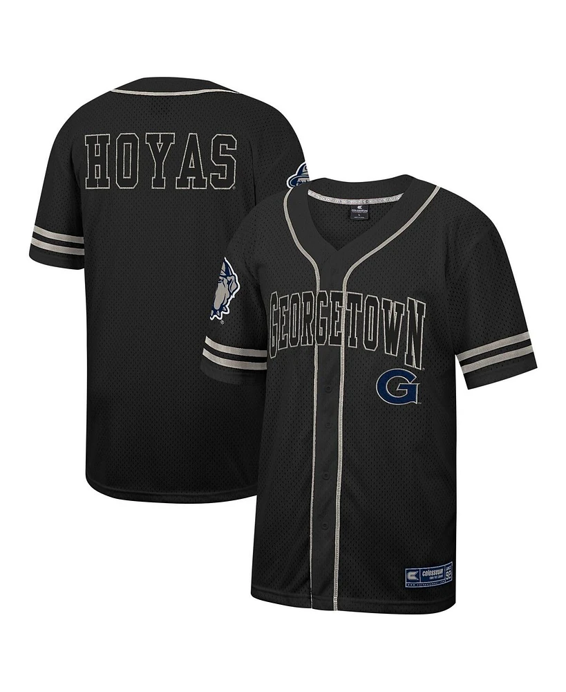Men's Colosseum Black Georgetown Hoyas Free Spirited Mesh Button-Up Baseball Jersey
