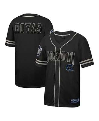 Men's Colosseum Black Georgetown Hoyas Free Spirited Mesh Button-Up Baseball Jersey