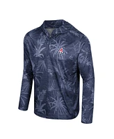 Men's Colosseum Navy Arizona Wildcats Palms Printed Lightweight Quarter-Zip Hooded Top