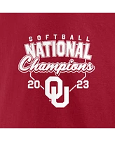 Men's and Women's Fanatics Crimson Oklahoma Sooners 2023 Ncaa Softball College World Series Champions Schedule T-shirt