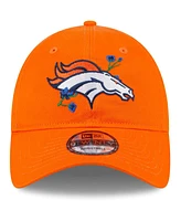 Women's New Era Orange Denver Broncos Gameday Flower 9TWENTY Adjustable Hat