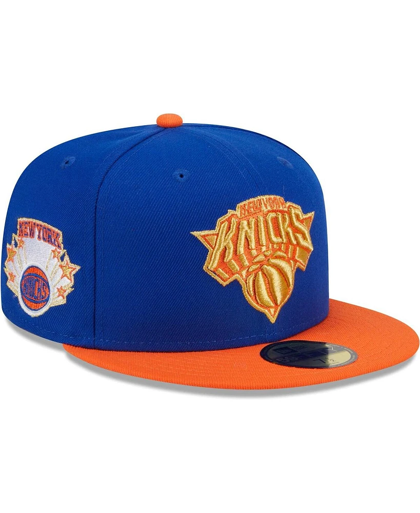 Men's New Era Blue, Orange York Knicks Gameday Gold Pop Stars 59FIFTY Fitted Hat