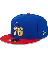 Men's New Era Royal, Red Philadelphia 76ers Gameday Gold Pop Stars 59FIFTY Fitted Hat