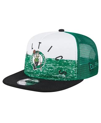 Men's New Era Kelly Green Boston Celtics Arch A-Frame Trucker 9FIFTY Snapback Hat