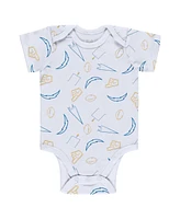 Baby Boys and Girls Wear by Erin Andrews Gray, Powder Blue, White Los Angeles Chargers Three-Piece Turn Me Around Bodysuits Pant Set
