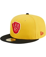 Men's New Era Yellow, Black Milwaukee Brewers Grilled 59FIFTY Fitted Hat
