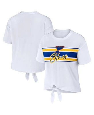 Women's Wear by Erin Andrews White St. Louis Blues Front Knot T-shirt