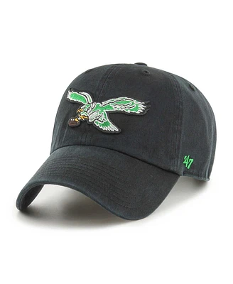 Men's '47 Brand Black Philadelphia Eagles Clean Up Legacy Adjustable Hat