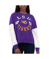 Women's G-iii 4Her by Carl Banks Purple, White Lsu Tigers Team Pride Colorblock Pullover Sweatshirt