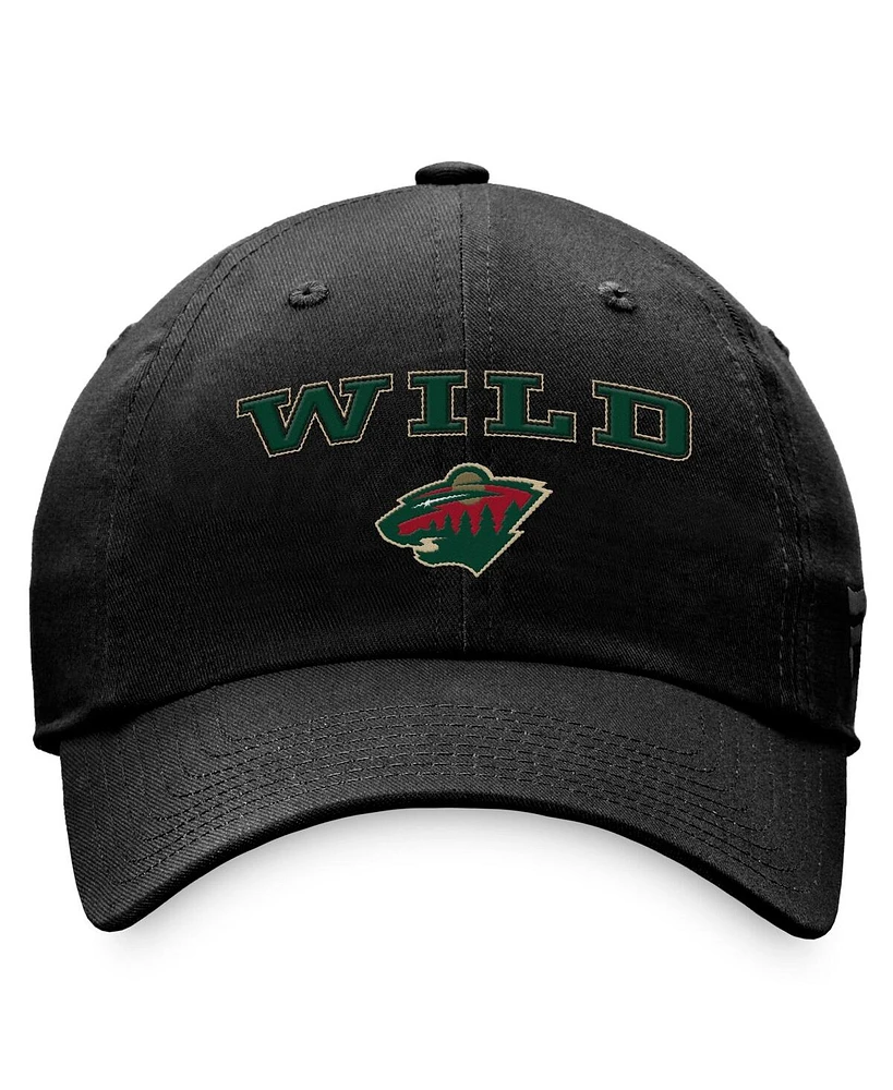 Women's Fanatics Black Minnesota Wild Fundamental Two-Hit Adjustable Hat