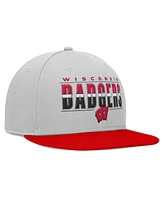 Men's Top of the World Gray Wisconsin Badgers Hudson Snapback Hat