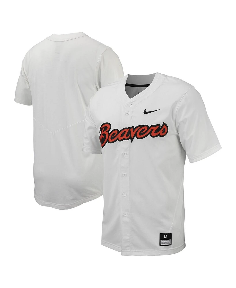 Men's Nike White Oregon State Beavers Replica Full-Button Baseball Jersey