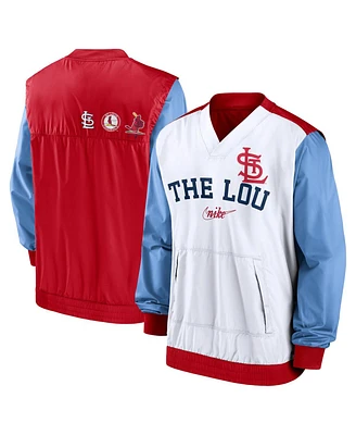 Men's Nike White, Red St. Louis Cardinals Rewind Warmup V-Neck Pullover Jacket