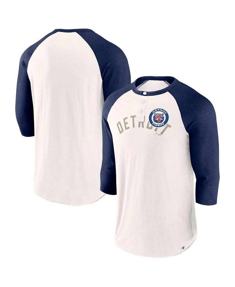 Men's Fanatics White, Navy Detroit Tigers Backdoor Slider Raglan 3/4-Sleeve T-shirt